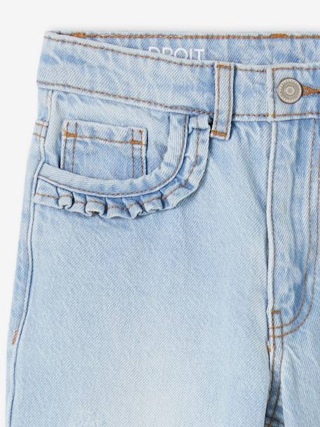 Jean droit MorphologiK fille tour de hanches Medium denim bleached+stone 4 - vertbaudet enfant 