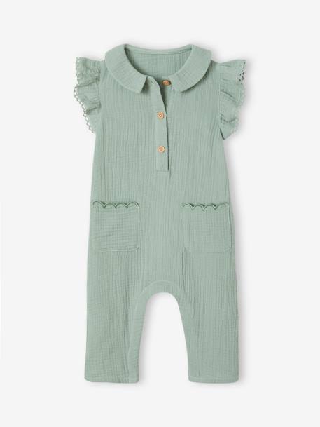 Combinaison bébé en gaze de coton terracotta+vert sauge 11 - vertbaudet enfant 