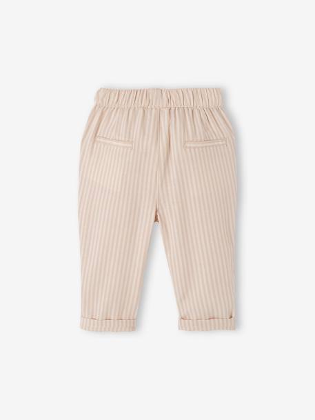 Pantalon rayé bébé taille élastiquée sable 2 - vertbaudet enfant 