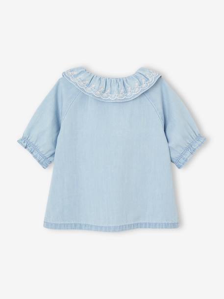 Blouse en denim light bébé col bordé denim bleached 2 - vertbaudet enfant 