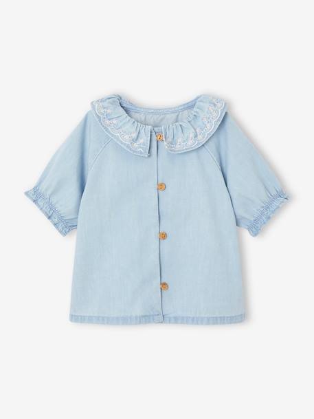 Bébé-Blouse en denim light bébé col bordé