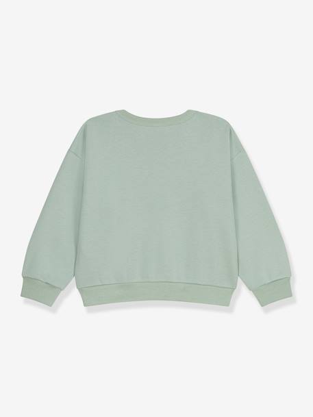 Sweat coeurs fille PETIT BATEAU vert amande 2 - vertbaudet enfant 