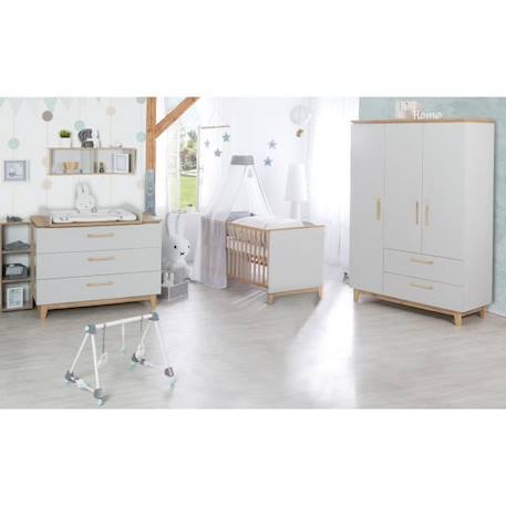 ROBA Chambre Bébé Complète Caro - Lit 70x140 + Commode à Langer + Armoire (I) GRIS 2 - vertbaudet enfant 