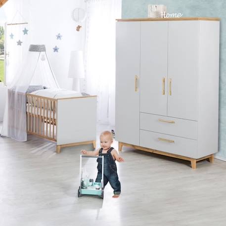 ROBA Chambre Bébé Complète Caro - Lit 70x140 + Commode à Langer + Armoire (I) GRIS 3 - vertbaudet enfant 