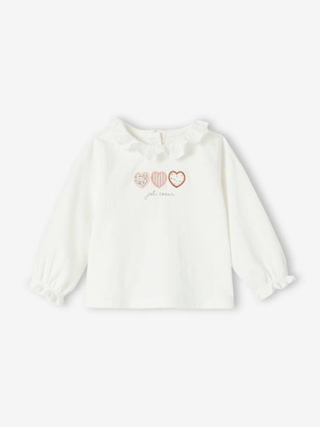 T-shirt col en broderie anglaise naissance écru 1 - vertbaudet enfant 