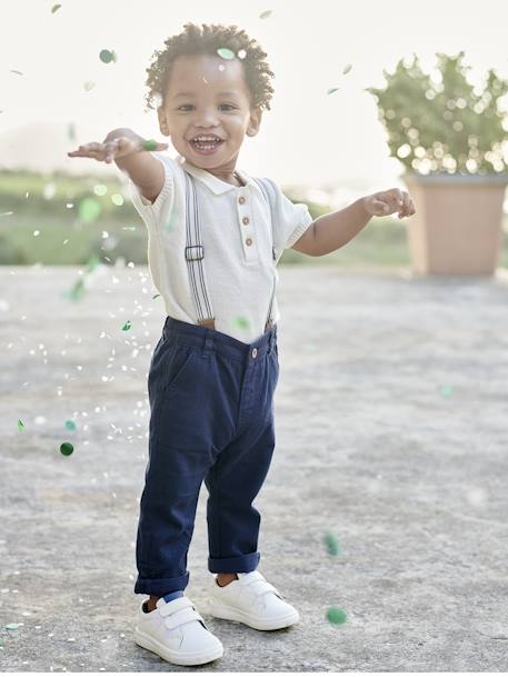 Pantalon à bretelles amovibles bébé marine 1 - vertbaudet enfant 