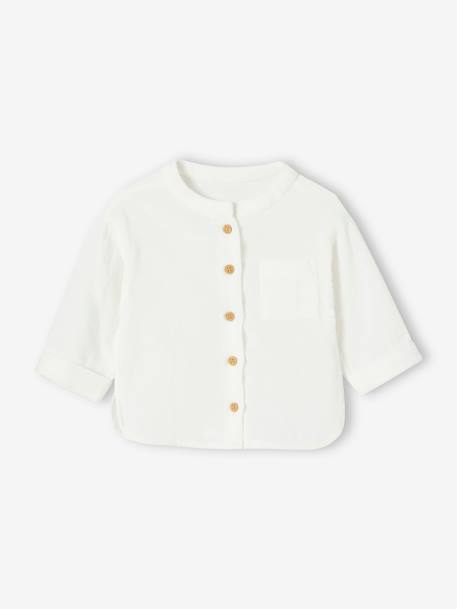 Chemise col mao bébé en gaze de coton personnalisable bleu grisé+caramel+écru+vert foncé 11 - vertbaudet enfant 