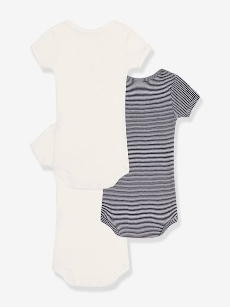 Lot 3 bodies manches courtes PETIT BATEAU vert amande 2 - vertbaudet enfant 