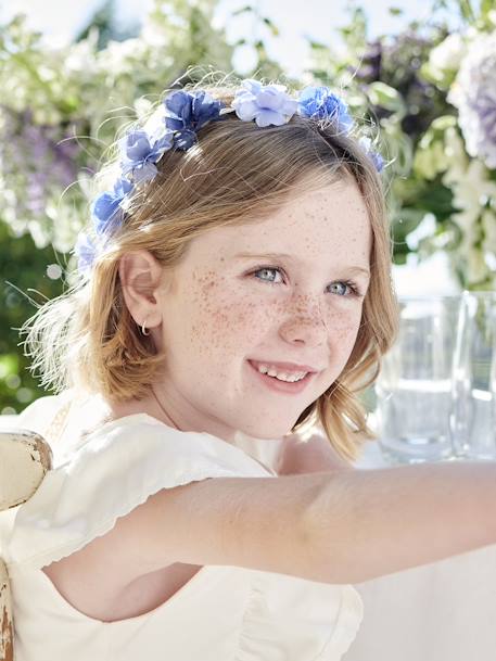 Couronne de fleurs nude et dorée fille bleu 2 - vertbaudet enfant 