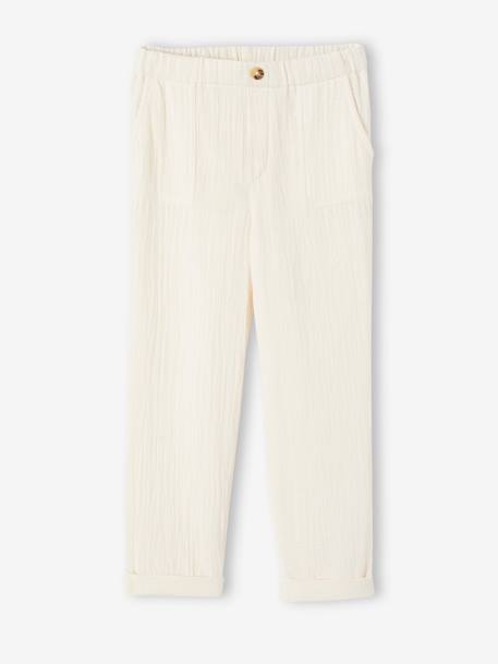 Pantalon mixte en gaze de coton bio enfant écru 2 - vertbaudet enfant 