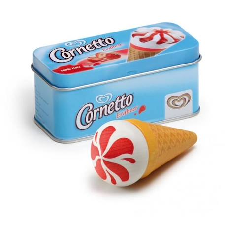 Cornet de glace Fraise Cornetto - ERZI - Jeu d'imitation en bois - Enfant - Bleu - 3 ans et plus BLEU 1 - vertbaudet enfant 