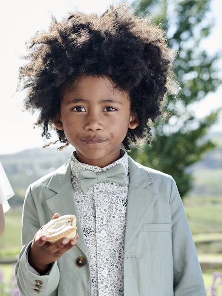 Chemise à fleurs et son noeud papillon garçon bleu imprimé+vert imprimé 8 - vertbaudet enfant 