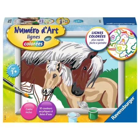 Kit complet de Peinture au numéro - Numéro d'art petit - Jument et son poulain - Ravensburger MARRON 1 - vertbaudet enfant 