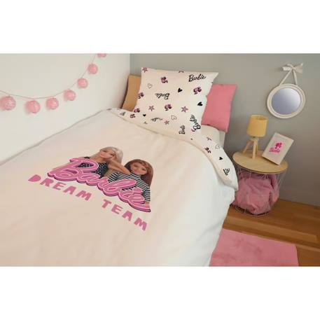 MATTEL - Housse De Couette Barbie 140x200 cm + 1 Taie d'oreiller 63x63 cm - 100% Coton - Blanc BLANC 2 - vertbaudet enfant 