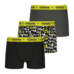 -ATHENA Lot de 3 boxers  Trio Pop Noir-Imprimé-poivre Garçon