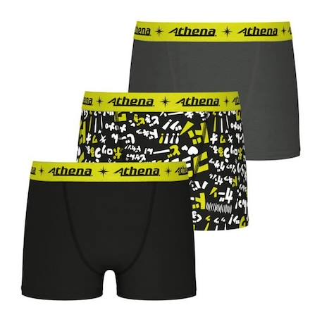 Garçon-ATHENA Lot de 3 boxers  Trio Pop Noir-Imprimé-poivre Garçon