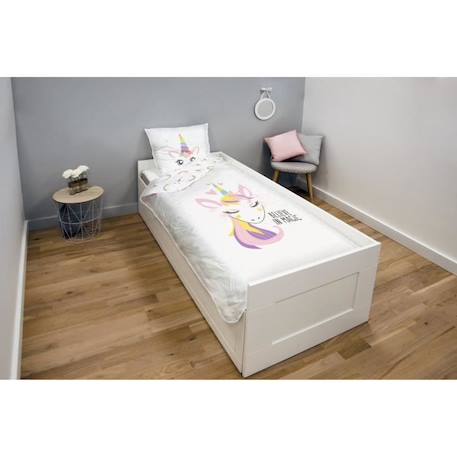 Housse De Couette Licorne Kawaii Fille Enfant 140X200 cm + Taie d'oreiller 63x63 cm - Parure De Lit Enfant - Blanc - 100% Coton BLANC 2 - vertbaudet enfant 