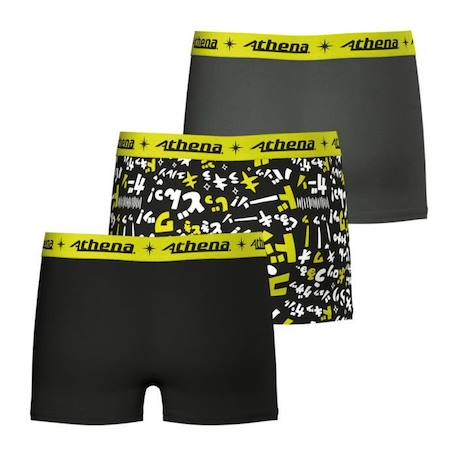 ATHENA Lot de 3 boxers  Trio Pop Noir-Imprimé-poivre Garçon NOIR 3 - vertbaudet enfant 