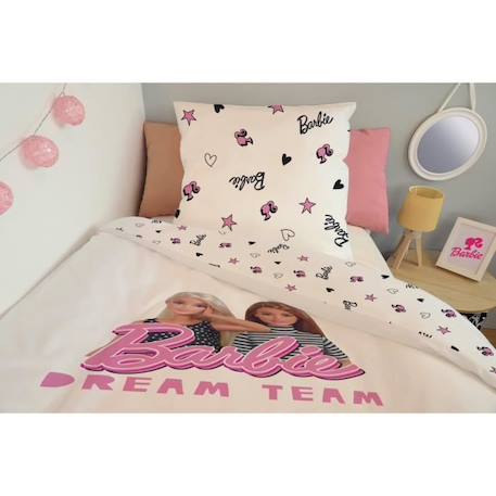 MATTEL - Housse De Couette Barbie 140x200 cm + 1 Taie d'oreiller 63x63 cm - 100% Coton - Blanc BLANC 4 - vertbaudet enfant 