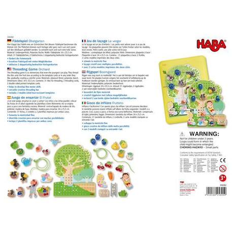 Jeu de laçage Le Verger - HABA - 31 plaquettes à lacer - Vert - Mixte - A partir de 3 ans VERT 2 - vertbaudet enfant 