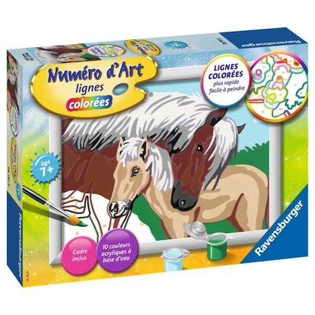 Kit complet de Peinture au numéro - Numéro d'art petit - Jument et son poulain - Ravensburger MARRON 4 - vertbaudet enfant 