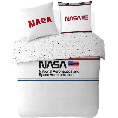 Housse de couette NASA - 100% coton - 220x240 cm - blanc BLANC 1 - vertbaudet enfant 