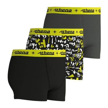 ATHENA Lot de 3 boxers  Trio Pop Noir-Imprimé-poivre Garçon NOIR 2 - vertbaudet enfant 