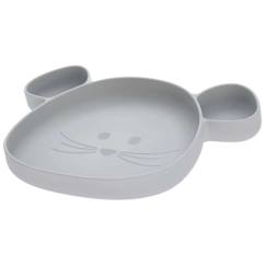 Puériculture-Repas-Assiette à compartiments ventousée en silicone Gris - LASSIG