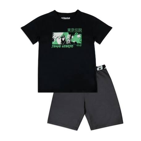 Garçon-Pyjama, surpyjama-Pyjama court ATHENA Japan Vibes - Noir-Anthracite - Garçon