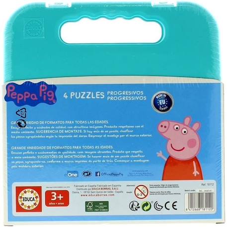 Puzzle Progressif Peppa Pig - Malette de 4 puzzles - 12 à 25 pièces - Educa VERT 3 - vertbaudet enfant 