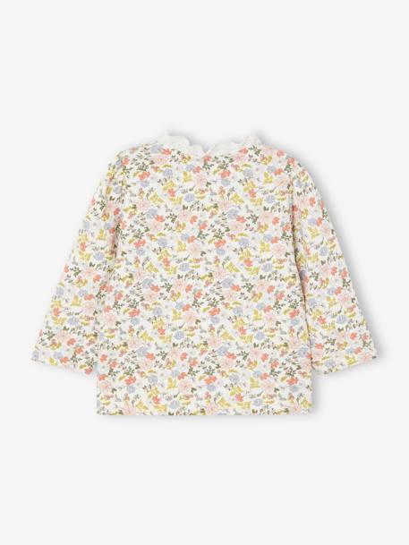 Sweat fleuri naissance col en dentelle écru 2 - vertbaudet enfant 