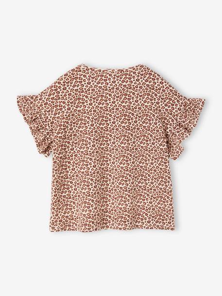 Tee-shirt en côtes imprimé fleurs fille beige+blanc imprimé 2 - vertbaudet enfant 