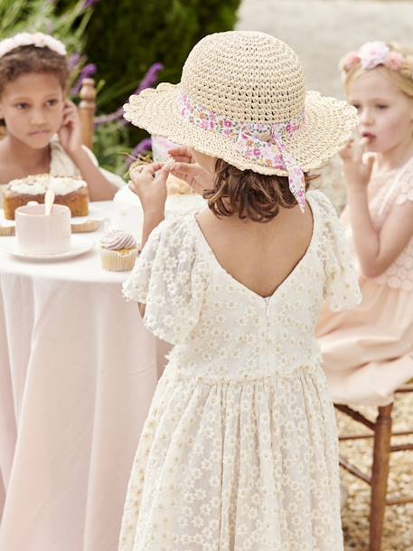 Robe cérémonie en tulle brodé fleurs fille vanille 8 - vertbaudet enfant 