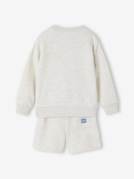 Ensemble sport sweat et short garçon blanc chiné+vert d'eau 5 - vertbaudet enfant 