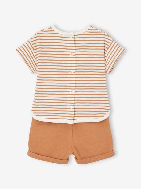 Ensemble 3 pièces naissance : tee-shirt, short et chapeau assorti cappuccino 5 - vertbaudet enfant 