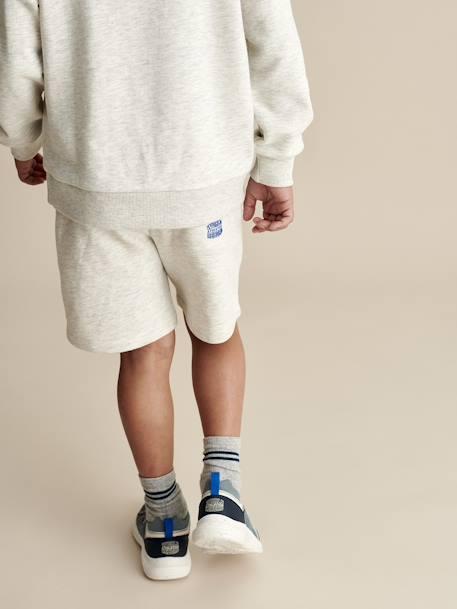 Ensemble sport sweat et short garçon blanc chiné+vert d'eau 10 - vertbaudet enfant 