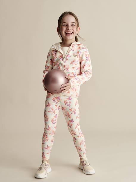 Sweat sport zippé matière technique fille motifs fleurs multicolore 7 - vertbaudet enfant 