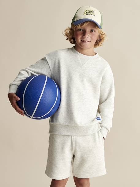 Ensemble sport sweat et short garçon blanc chiné+vert d'eau 9 - vertbaudet enfant 