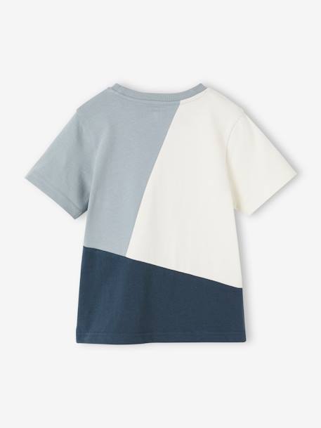 T-shirt sport colorblock garçon manches courtes gris chiné+vert d'eau 10 - vertbaudet enfant 