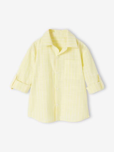 Chemise rayée effet lin garçon jaune pastel 4 - vertbaudet enfant 