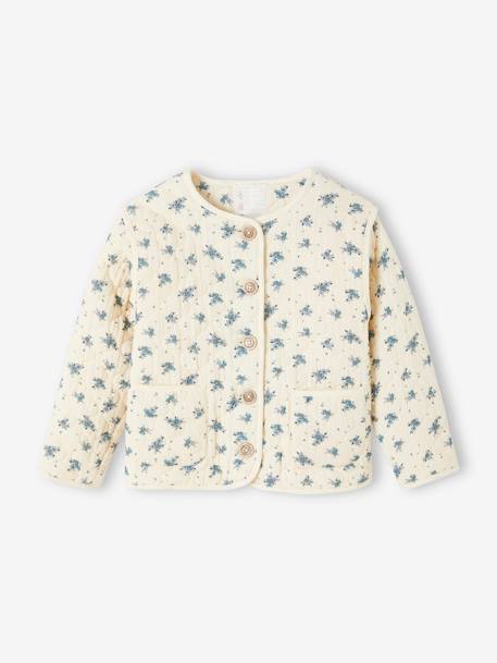 Fille-Veste à fleurs en gaze de coton matelassée fille