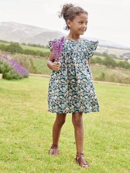 Robe imprimée fille manches courtes à volants  - vertbaudet enfant