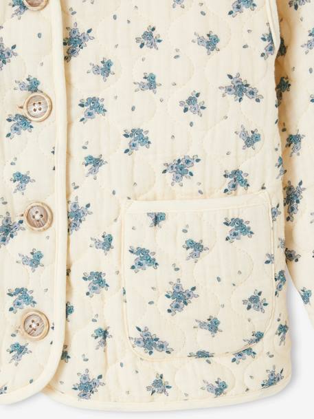 Veste à fleurs en gaze de coton matelassée fille écru 4 - vertbaudet enfant 