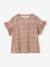 Tee-shirt en côtes imprimé fleurs fille beige+blanc imprimé 1 - vertbaudet enfant 