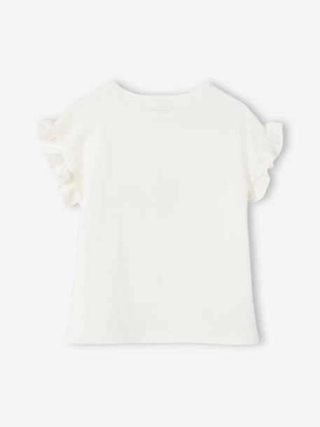 Tee-shirt brodé fille manches courtes à volants écru 3 - vertbaudet enfant 