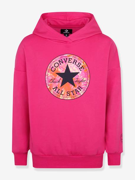 Sweat à capuche fille CONVERSE fuchsia 1 - vertbaudet enfant 