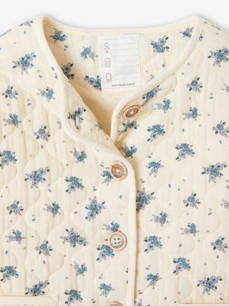 Veste à fleurs en gaze de coton matelassée fille écru 3 - vertbaudet enfant 