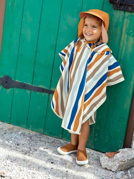 Poncho de plage anti-UV Lässsig multicolore+rayé blanc 4 - vertbaudet enfant 