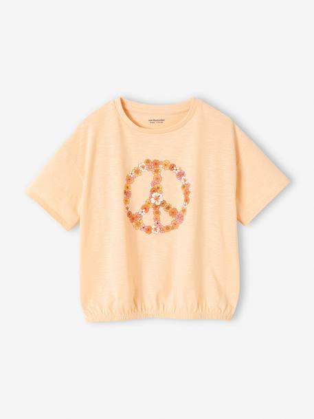 Tee-shirt blouse élastiqué Freedom fille abricot poudré 2 - vertbaudet enfant 
