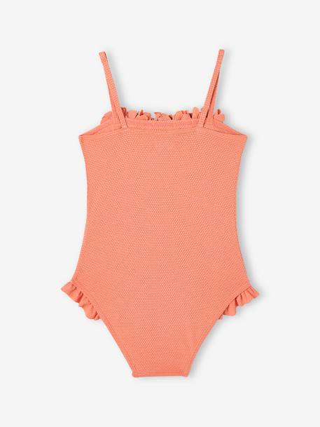 Maillot de bain 1 pièce scintillant à fleurs abricot 3 - vertbaudet enfant 